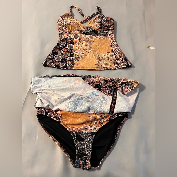 Garnet Hill‎ Floral Bathing Suit Skirt Swimsuit Top 6 Bottom Size 4 - Picture 13 of 15